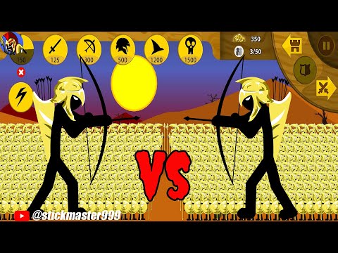 THE LEADER GOLDEN ARCHER VS ARMY 999 WARRIORS GOLDEN SPEARTON | STICK WAR LEGACY | STICK MASTER