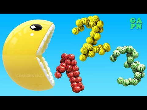 Aprender colores con 3D Pacman para niños | Aprender 3D los sandía números  del 1 al 20