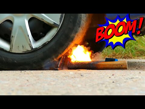 Car vs. Hot Axe: Extreme Tire Destruction Stunt