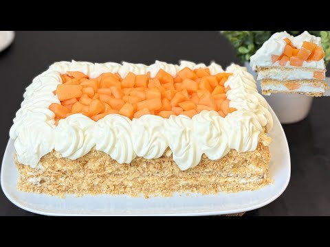 TORTA DIPLOMATICA FRESCA e VELOCE con MELONE 🍈 Solo 4 ingredienti 🍈 Buonissima 🤤