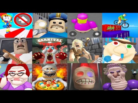 SPEED Run in 13 SCARY Obbys from Barrys Prison, Killer Clown, Horror Teacher, Grumpy Gran, Police