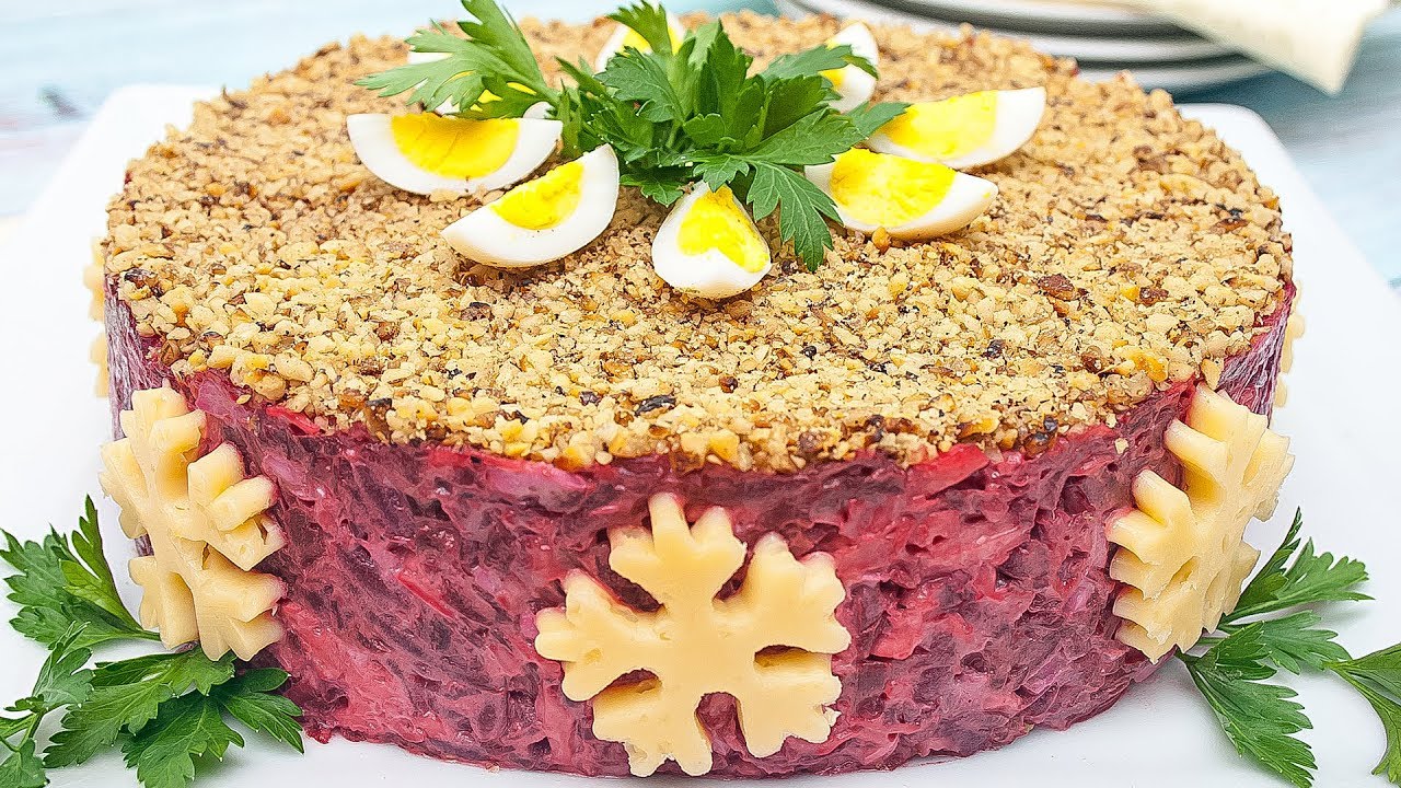 САЛАТ НА ПРАЗДНИЧНЫЙ СТОЛ ИЗ СВЕКЛЫ с чесноком, сыром и грецкими орехами!