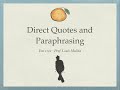 Block Quotes and Paraphrasing Concepts