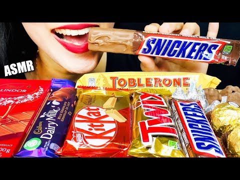 ASMR CHOCOLATE PARTY KITKAT, SNICKERS, TWIX, CADBURY 누텔라 크레이프 롤 | LaniEats ASMR