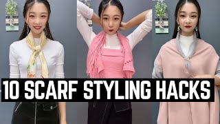 10 Fashion Scarf Ideas 🧣 For Girls | Chic Scarf Styles 2025 스카프 묶는 스타일 #scarf