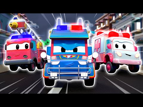 POLICE TRUCK joins the RESCUE SQUAD! | | Emergency Vehicles for Kids