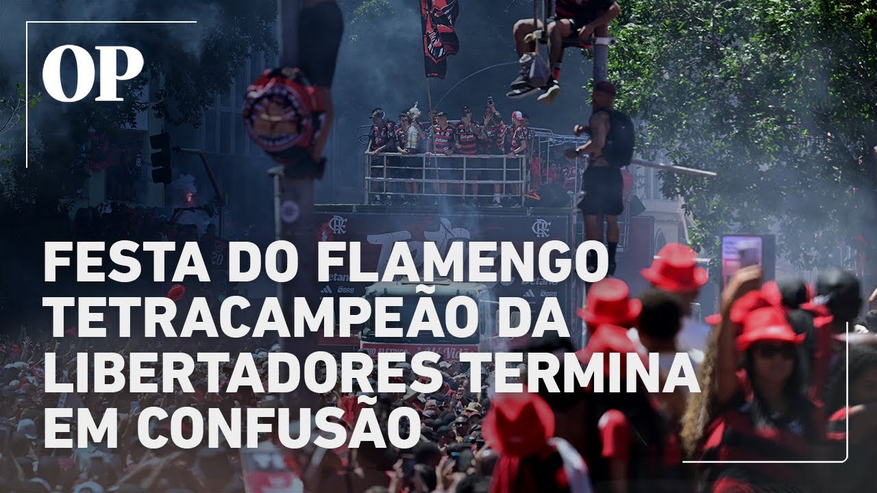 Libertadores: festa do tetra do Flamengo acaba em confusão no Centro do Rio