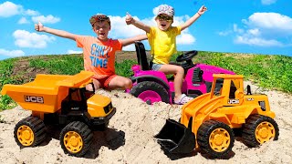 Coches de juguete para niños  Camión, Excavadora y Tractor sobre ruedas grandes