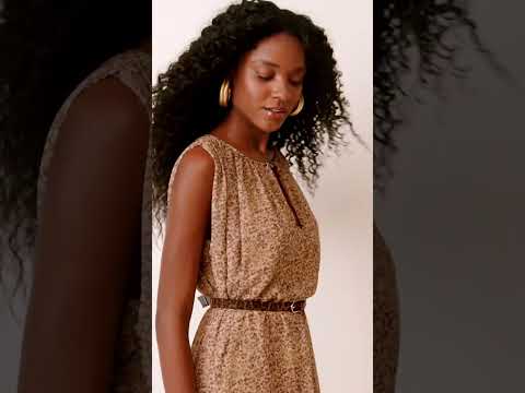 Vestido Crepe Chá Estampado Recorte Lez a Lez