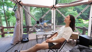 울창한 숲속 솔로캠핑, 수도권에 이런 곳이 있었네요ㅣ그리움 속 마음의 위안과 휴식ㅣ삼계탕에 소맥, 말복 지나니 큰 더위도 지난 것 같아요~ 고생했어요 여름 캠핑ㅣ자연휴양림
