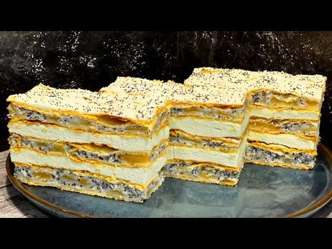 Торт (пляцок) «ЗЕЛЁНОЕ ЯБЛОКО»🍏СЛОЙКА с яблоками или яблочный «НАПОЛЕОН» Такого Вы НЕ ПРОБОВАЛИ!