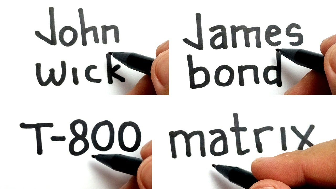 compilation action boxoffice, How to turn words JOHN WICK, JAMES BOND, T-800, MATRIX into cartoon - LET'S DRAW
