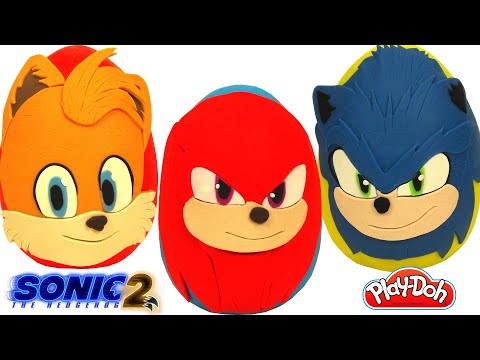 3 Huevos Sorpresa de Sonic 2 La Película en Español Sonic, Tails, Knuckles de Plastilina Play Doh