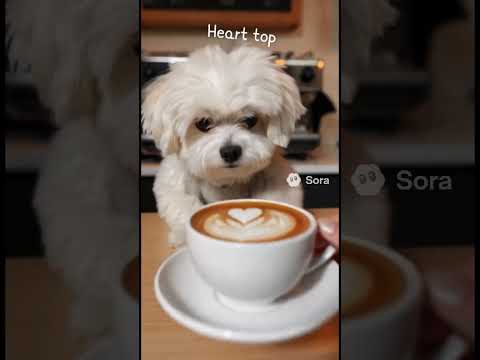 cafe day#Dog #Cute #Café #Staff #Maltz #WorkExperience #犬 #かわいい #カフェ #店員 #ちわまる #ai #sora2