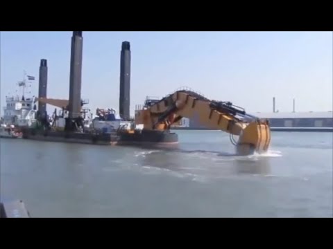 Excavator Machines Operating On Water, Mountain & Construction Sites & Other Types Of Works