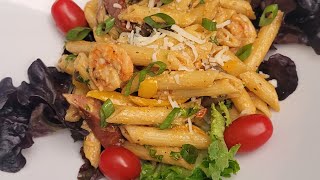 Creamy Shrimp and Sausage Alfredo Pasta #tutorial #cookwithme #cooking