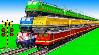 【踏切アニメ】あぶない電車 空中 9 Trains Climbing Pynamid 2025 🚦 Fumikiri 3D Railroad Crossing Animation #1million