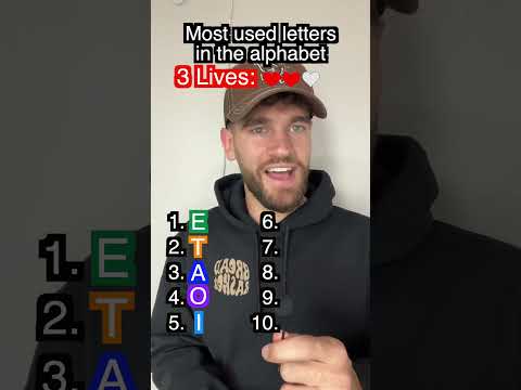 What are the 10 most used letters in the alphabet?