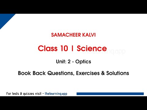 Optics Book back questions | Unit 2  | Class 10 | Physics | Science | Samacheer Kalvi | TNPSC