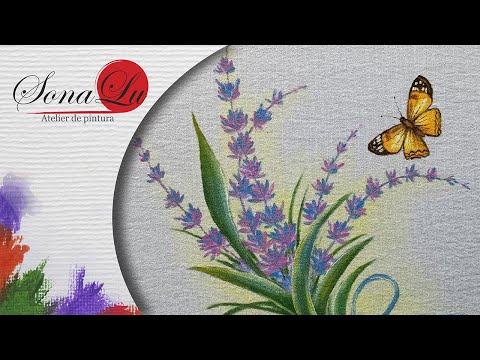 Aula 894 - Borboleta e Lavanda em Pano de Prato