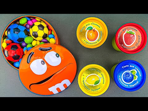 ASMR Satisfying Video | Color PlayDoh & Soccer Balls with Full of M&M's Container Candy