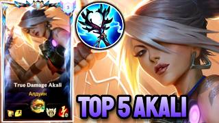 WILD RIFT AKALI - TOP 5 AKALI GAMEPLAY - CHALLENGER RANKED