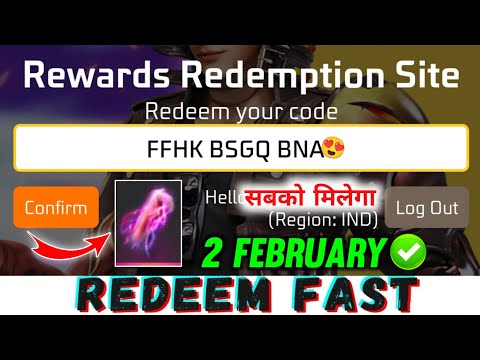 FREE FIRE REDEEM CODE TODAY 2 FEBRUARY REDEEM CODE FREE FIRE | FF REDEEM CODE TODAY 2 FEBRUARY