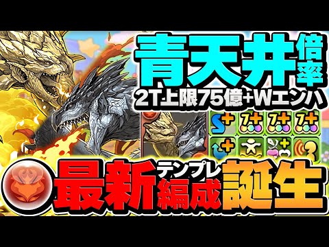 青天井LS×2T最強生成×上限ループ！レウス&レイアで新万寿攻略！火属性がモンハンでぶっ壊れました！【パズドラ】