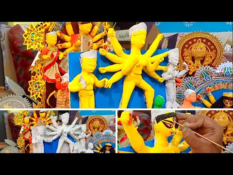 Small Maa Durga Idol Colouring & Complete Eye Drawing By Jayanta Art/ How To Colour Small Durga Idol