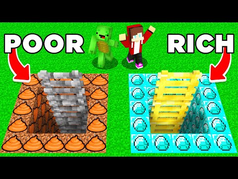 Mikey POOR vs JJ RICH UNDERGROUND STAIRS Survival Battle in Minecraft (Maizen)