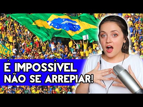 GRINGA RUSSA REAGINDO Hino Nacional Brasileiro Copa Confederações Brasil 3x0 Espanha!