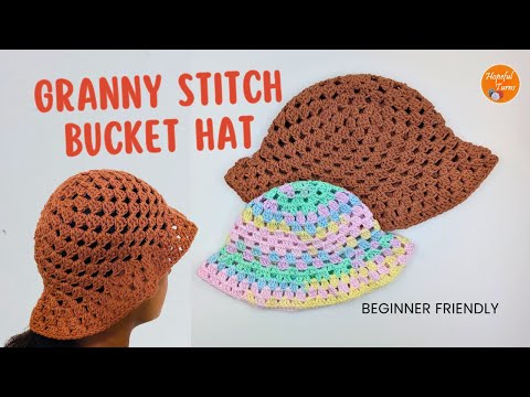 Easy Crochet Granny stitch Bucket Hat Tutorial for Beginners | Crochet Summer Sun Hat pattern