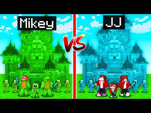 Mikey Family EMERALD vs JJ Family DIAMOND Kingdom in Minecraft (Maizen)