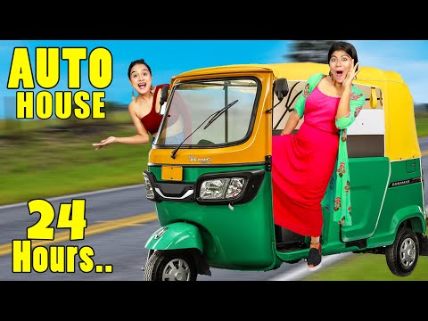 Living in Auto Rickshaw for 24 hours Challenge - OMG!!