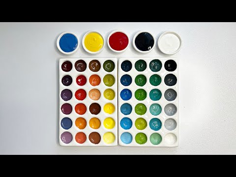 Unlock 43 New Colors: Acrylic Mixing Tutorial with 5 Basics! #colormixing #arttutorial #painting