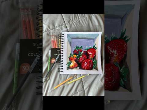 Strawberry art process 🍓 #art #drawing #artprocess #strawberry