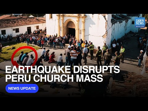 YouTube video thumbnail: Watch: People Flee The Church As Earthquake Disrupts Mass In Peru