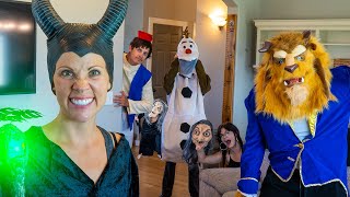 Maleficent, Olaf, Beast, Aladdin, and Kate & Lilly PRETEND PLAY Hide and Seek!