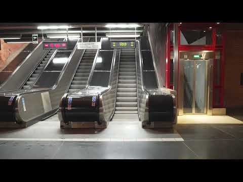 Sweden, Stockholm, Rådhuset Subway Station, 2X escalator