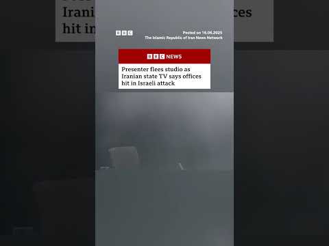 Moment presenter flees studio as Iranian state TV says offices hit in Israeli attack. #BBCNews