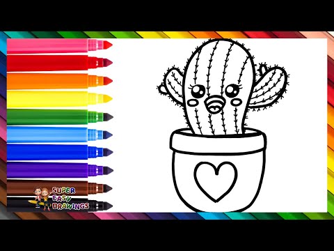 Draw and Color a Cute Cactus 🌵❤️🌈 Drawings for Kids