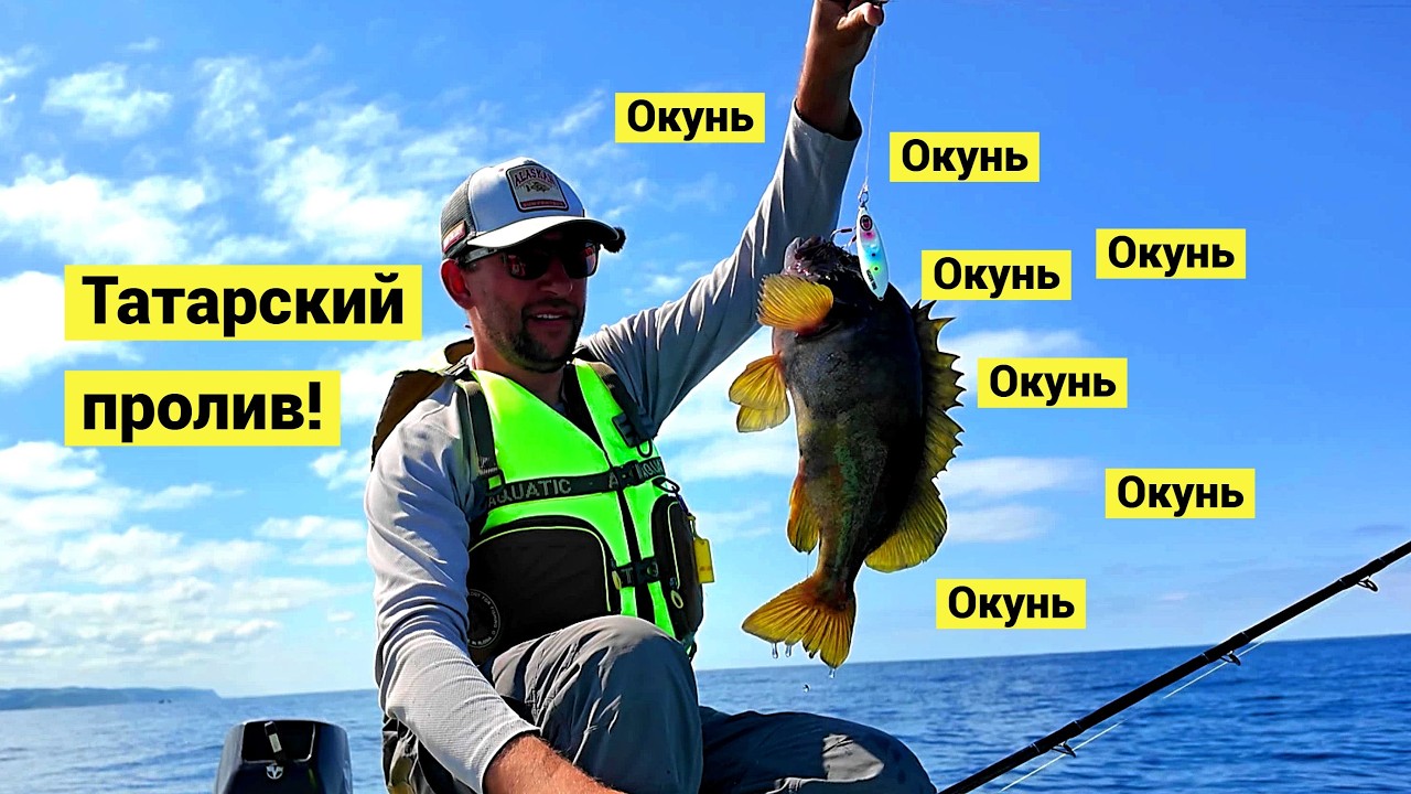 Голубой, жёлтый и золотой окуни! Татарский пролив раздаёт!
