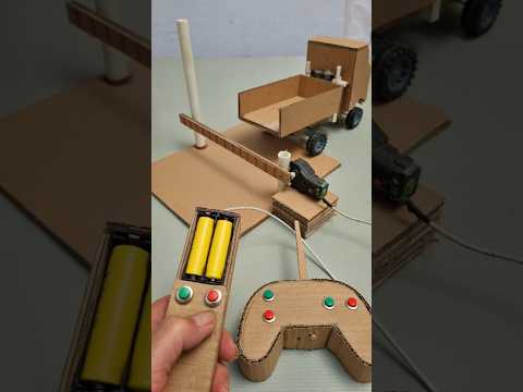 Homemade cardboard truck and barrier gate #DIY #CardboardCraft #ToyEngineering