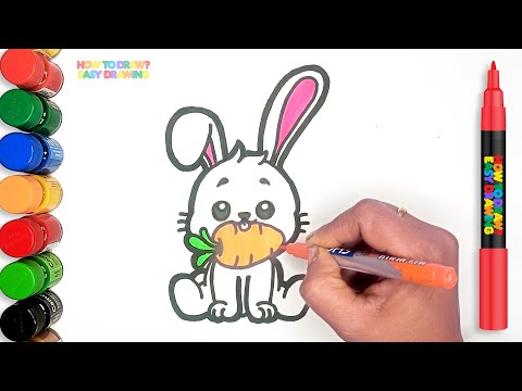 How to Draw a Cute Bunny Holding a Carrot | Easy Drawing Tutorial for Kids