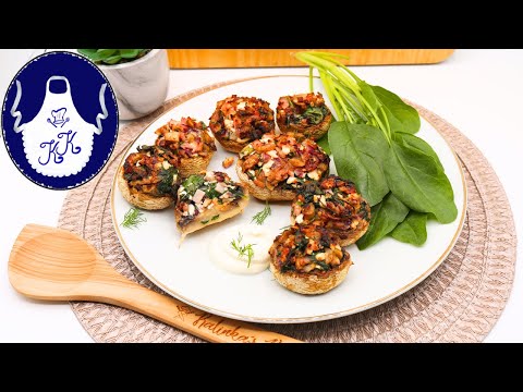 Gefüllte Champignons in 10 Minuten – Perfekte Grillbeilage oder Snack!