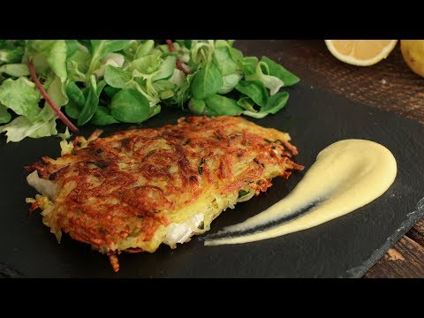 Potato Crusted Sea Bass with Lemon Sauce