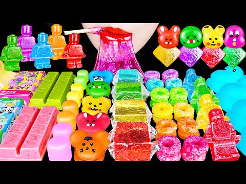 ASMR RAINBOW DESSERTS *KINJO HONEY JELLY EDIBLE LEGO 무지개 킨조젤리 꿀젤리 먹는 레고 코하쿠토 EATING SOUNDS MUKBNAG먹방