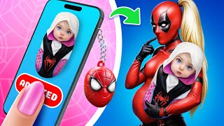 ليدي ديدبول وسبايدر-مان بقوا أب وأم! أنا تبنانى أبطال خارقين!