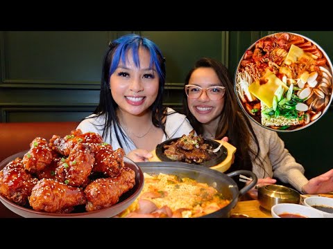 Korean food w/ my sisters! (Budae jjigae, fried chicken) *mukbang*