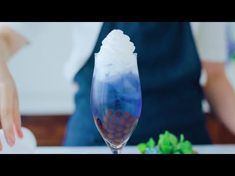 How to Make Blue Bubble Tea ASMR by Tastemade Japan